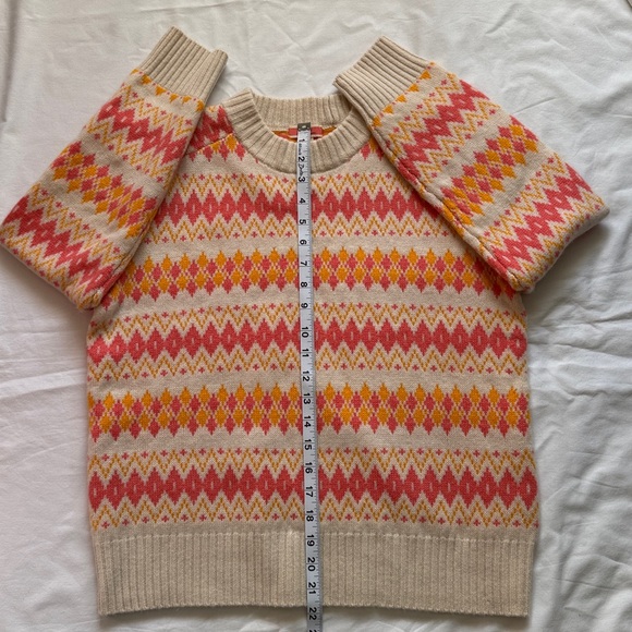 J. Crew 100% Cashmere Women's Sweater - Pink, Yellow, Cream Geometric Design - Picture 10 of 12